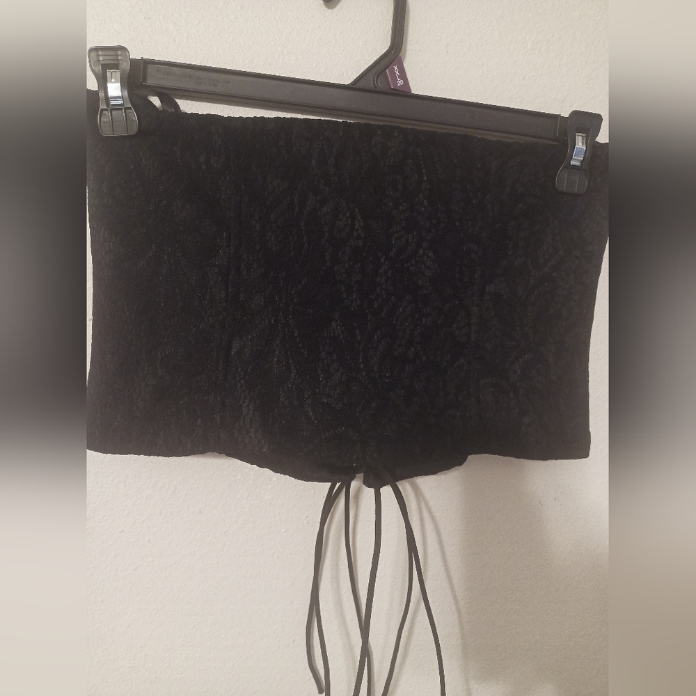 Black Lace Strapless Corset Top